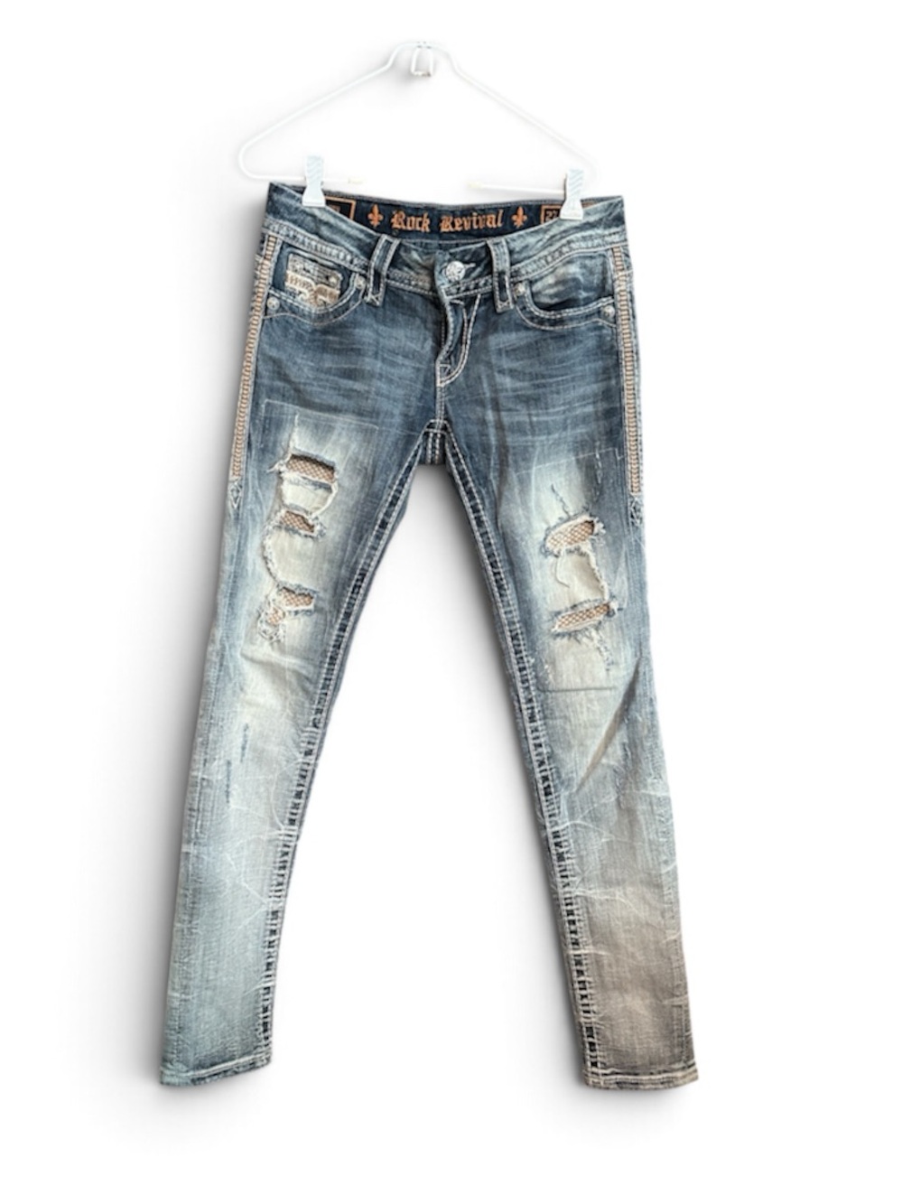 Rock Revival Women's Light Wash Distressed Skinny Jeans
